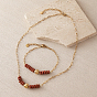 Colliers et bracelets pour femmes, perles heishi hexagonales en pierre de soleil synthétique et chaîne trombone en acier inoxydable