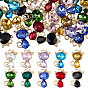 30 piezas 10 colgantes de vidrio de aleación de colores, dije con forma de gato, dorado, facetados