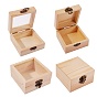 2 Pcs 2 Styles Pinewood Box, Flip Cover Box, with Iron Clasp, Rectangle