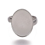 Tarnish Resistant 304 Stainless Steel Finger Rings Components, Pad Ring Base Findings, Oval