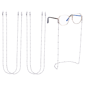 Unicraftale 304 chaînes de lunettes en acier inoxydable, tour de cou pour lunettes, avec des chaînes câblées, perles rondes, fermoirs à pince de homard et extrémités en caoutchouc