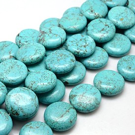 Natural Magnesite Beads Strands, Dyed & Heated, Flat Round, 30x12mm, Hole: 1mm, about 61pcs/1000g