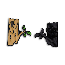 Tree Trunk Shape Enamel Pin, Electrophoresis Black Plated Alloy Badge for Backpack Clothes, Nickel Free & Lead Free