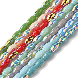 Hebras de cuentas electrochapadas chapadas en color ab, facetados, oval