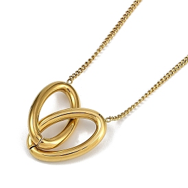 PVD Vacuum Plating 304 Stainless Steel Heart Pendant Twisted Chain Necklaces