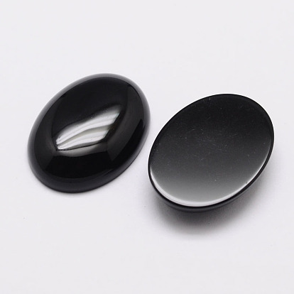 Oval Natural Black Agate Cabochons