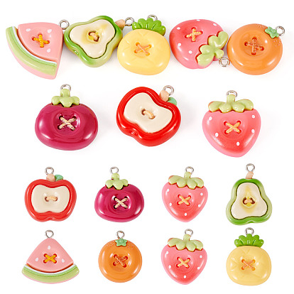 8подвески из непрозрачной смолы, фрукты, разнообразные, с платиновой петлей