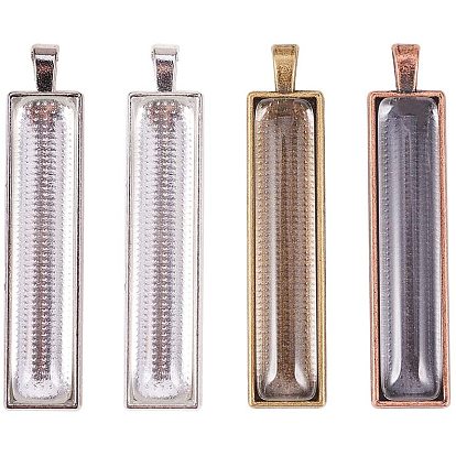 DIY Jewelry Findings Sets, with Alloy Big Pendants Cabochon Setting and Clear Glass Cabochons, Rectangle