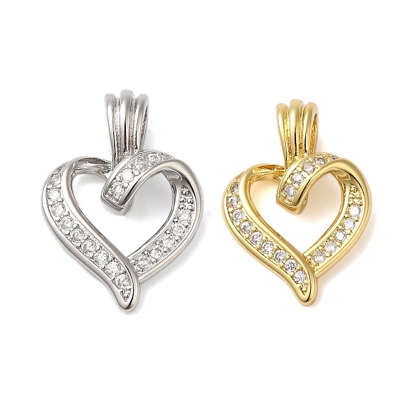 Подвески из латуни и прозрачного циркония с покрытием стойки, без кадмия и без свинца, долговечный, сердце