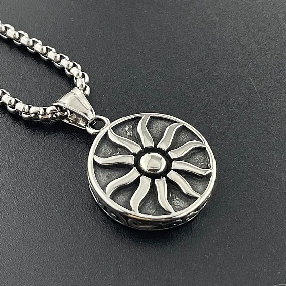 Винтажное ожерелье с подвеской в виде подсолнуха в стиле панк 304 мужские аксессуары из нержавеющей стали