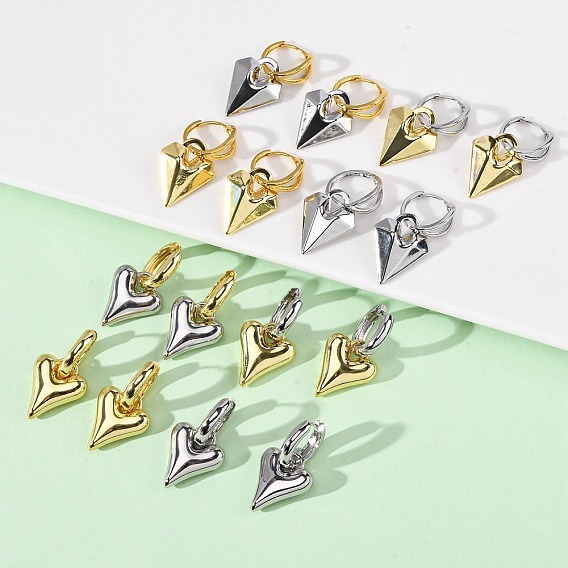 Серьги-кольца из латуни в форме сердца, без кадмия и без свинца, стойки покрытие, долговечный