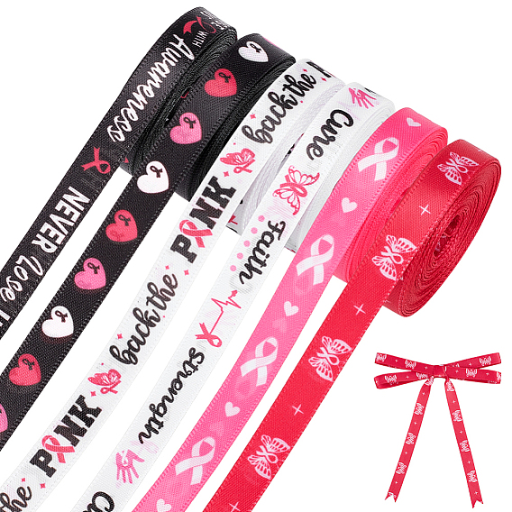 6 рулоны 6 стили ленты тема полиэстеровая лента/лента с принтом сердца/слова, для упаковки подарков