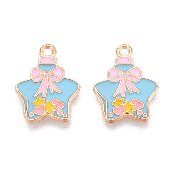 Подвески из эмали и сплава, Звезда-шарм в виде бутылки желаний, золотой свет
