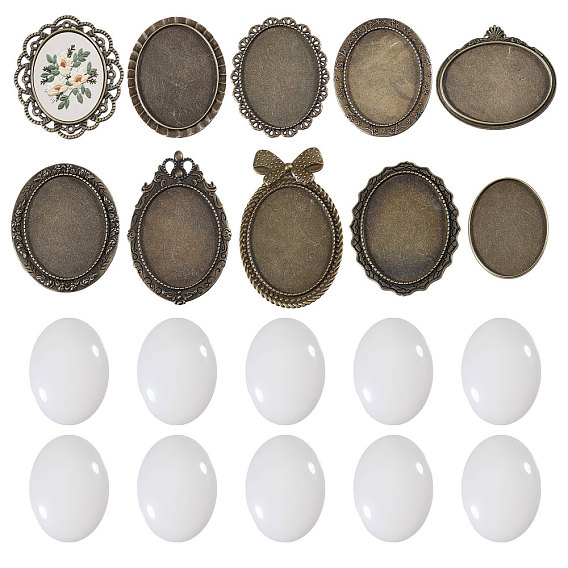 Наборы для самостоятельного изготовления овальных брошей из цинкового сплава