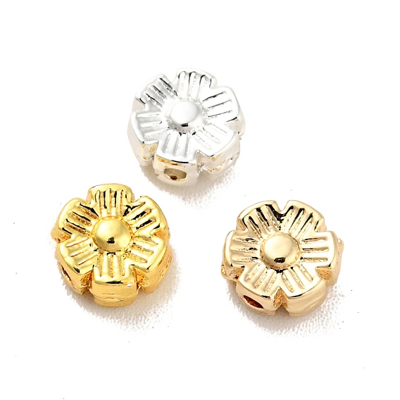 Rack Plating Alloy Beads, Long-Lasting Plated, Cadmium Free & Lead Free, Flower