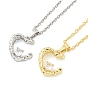 Brass Micro Pave Clear Cubic Zirconia Pendants Necklaces, Heart
