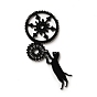 Printed Acrylic Big Pendants, with Iron Ring, Gear with Cat Charm