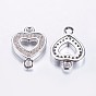 Long-Lasting Plated Brass Micro Pave Cubic Zirconia Links, Hollow Heart
