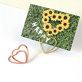 Steel Heart Memo Clip, Message Note Photo Stand Holder, for Wedding Decoration