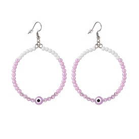 Серьги-подвески с большим кольцом из смолы и акриловыми бусинами, 304 женские украшения из нержавеющей стали