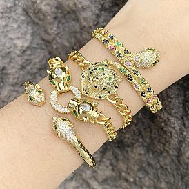 Bold Punk Leopard Snake Bracelet and Bangle for Women - Hip Hop Leopard Chain Jewelry (BRK28)