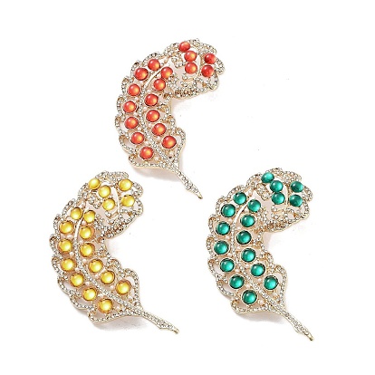 Leaf Alloy Pave Acrylic Rhinestone Brooch, Golden for Women