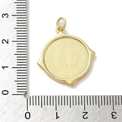 Brass Pendants, with Jump Ring, Flat Round with Cross