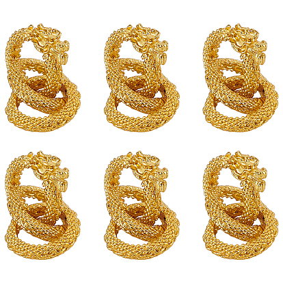 6Pcs Brass Beads, Dragon/Snake