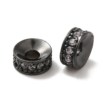 Латунные микро проложить кубического циркония бусы, долговечный, без кадмия и без свинца, плоско-круглые