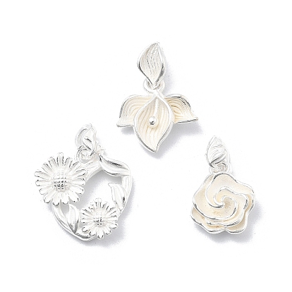 925 подвески-цветы из стерлингового серебра, с печатью 925, серебряный цвет гальваническим