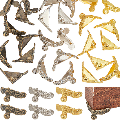 48Pcs 3 Colors Zinc Alloy Corner Protectors, with Iron Screws, For Furniture Jewelry Box Decoration