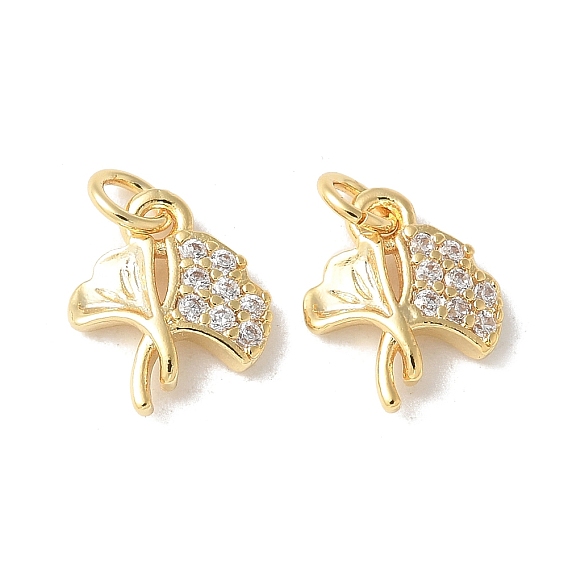 Латунные микропаве прозрачные подвески с фианитом, лист прелести, без кадмия и без свинца, долговечный, стойки покрытие, с целью перехода в кольце