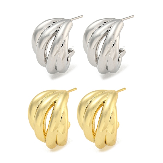 Серьги-гвоздики из латуни с реечным покрытием, без кадмия и без свинца, долговечный, многослойная дуга