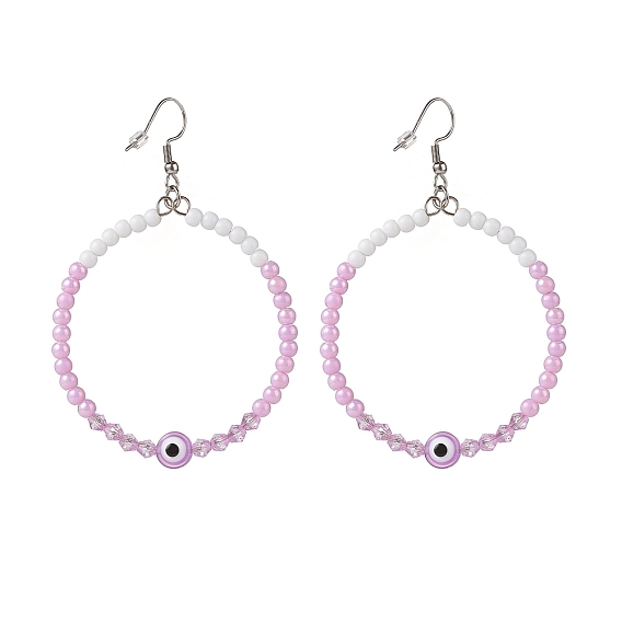 Серьги-подвески с большим кольцом из смолы и акриловыми бусинами, 304 женские украшения из нержавеющей стали