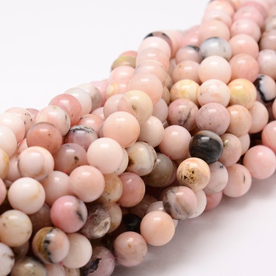Round Natural Pink Opal Beads Strands