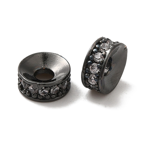 Латунные микро проложить кубического циркония бусы, долговечный, без кадмия и без свинца, плоско-круглые