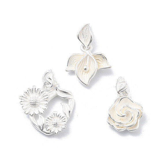 925 подвески-цветы из стерлингового серебра, с печатью 925, серебряный цвет гальваническим