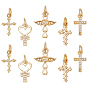 10 шт. 5 стили настоящие 18 латунные подвески с микропаве из кубического циркония, покрытые золотом 18 карат, с целью перехода в кольце, крестик