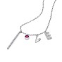 TINYSAND Word Love 925 Sterling Silver Cubic Zirconia Letter Pendant Necklaces, 16.2 inch