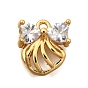 Латунные микро проложить кубического циркония прелести, форма ракушки с бантом, долговечный, без никеля , реальный 18 k позолоченный
