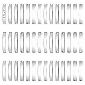 50шт. 201 звенья/соединители из нержавеющей стали, закругленный прямоугольник, штамповка пустой метки