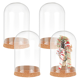 4Pcs Glass Dome Cover, Decorative Display Case, Cloche Bell Jar Terrarium with Cork Base, Arch