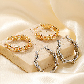 Элегантные геометрические серьги-кольца из латуни, цепочка-оберег