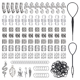 Наборы для изготовления ювелирных изделий своими руками, включая 304 соединительные кольца из нержавеющей стали, пластиковая заколка для волос, Бусины и подвески из сплавов, а также манжеты для волос в виде завитков, алюминиевая оплетка для волос из бисера, резинки