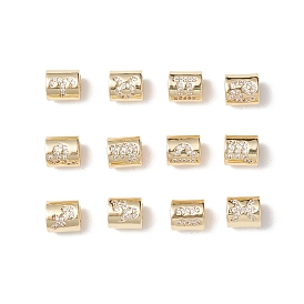 Экологически чистые стойки покрытие латунь микро паве кубический цирконий европейские бусины, бусины с большим отверстием, долговечный, реальный 18 k позолоченный, колонна с двенадцатью созвездиями