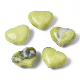 Natural Yellow Mustard Jasper Heart Palm Stone, Pocket Stone for Energy Balancing Meditation