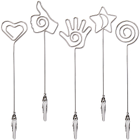 5шт 5 стили железные зажимы-крокодилы, стальная спиральная проволочная открытка заметка фото памятка фотоклипы, браслет помощник, жест/сердце/звезда