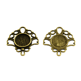 Tibetan Style Alloy Flat Round Tray Cabochon Settings, Cadmium Free & Lead Free, Fan, 29x26x2.5mm, Hole: 2mm, about 470pcs/1000g