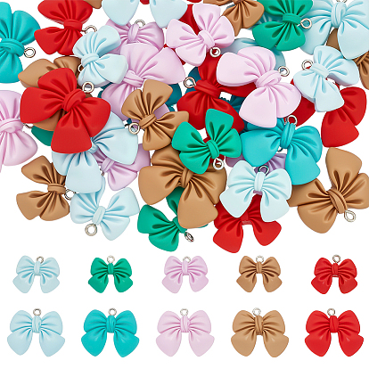 40 шт 10 стили подвески из непрозрачной смолы, бантом, с платиновой петлей