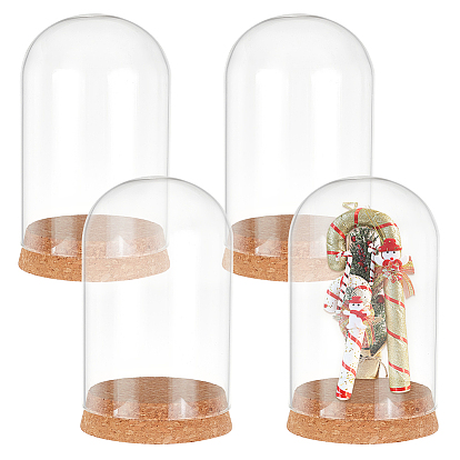 4Pcs Glass Dome Cover, Decorative Display Case, Cloche Bell Jar Terrarium with Cork Base, Arch